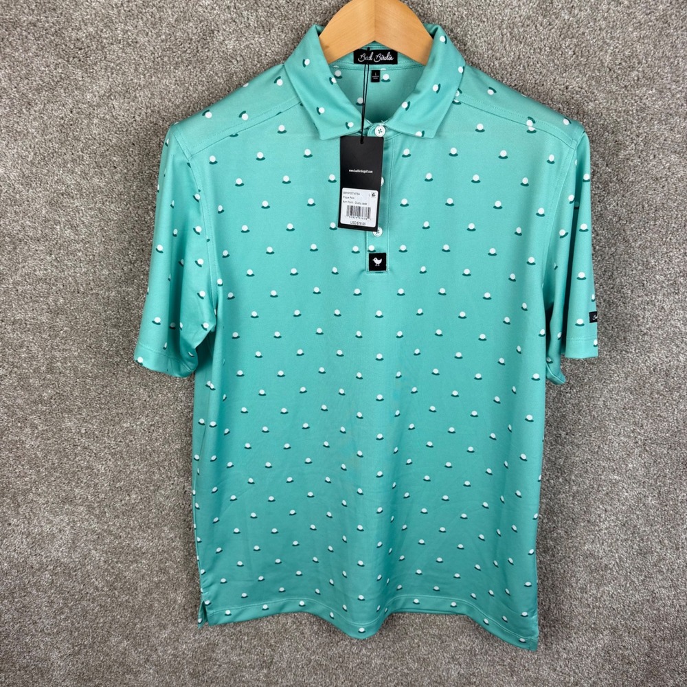 Bad Birdie Men's Aim Point Dusty Jade Pique Polo Golf‎ Shirt Size Large NEW - Picture 5 of 8